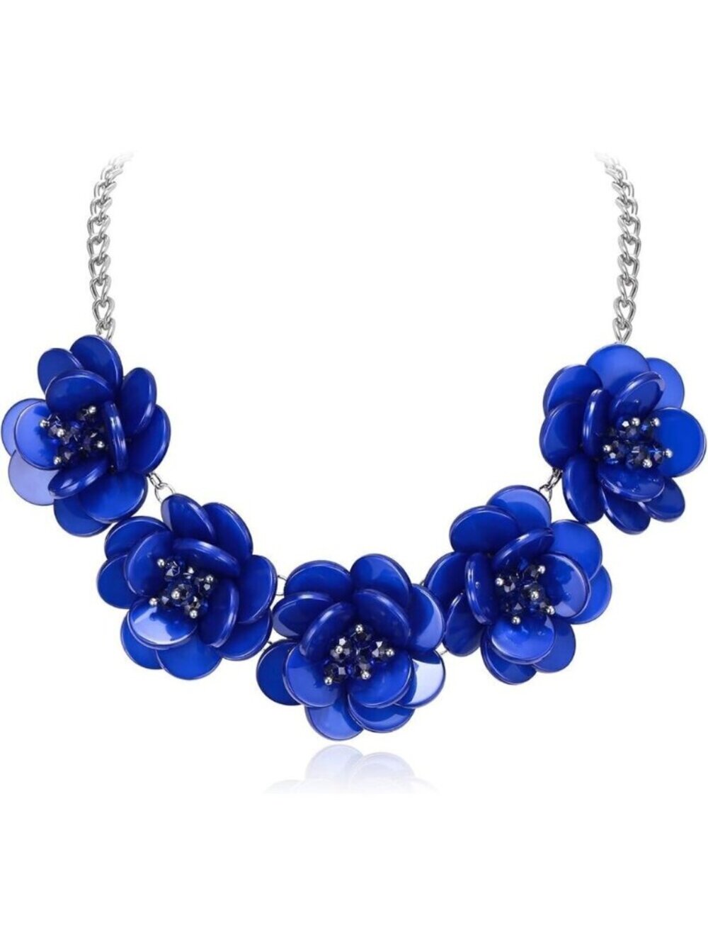 🆕 Women Blue Flower Choker Necklace Summer Beach Collar Bib Prom Dress Jewelry